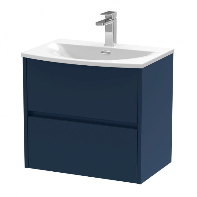 Havana Wall Hung 2-Drawer Vanity Unit with Basin 4 600mm Wide - Midnight Blue