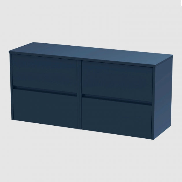 Havana Wall Hung 4-Drawer Vanity Unit with Worktop 1200mm Wide - Midnight Blue