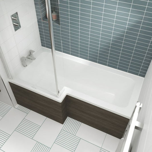 Crawford Square L-Shaped Shower Bath 1500mm x 700mm/850mm - Left Handed (inc Leg Set)