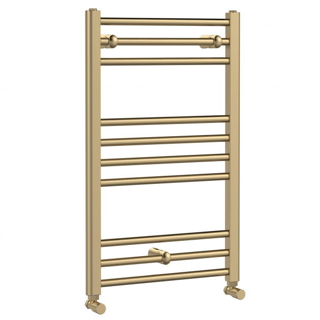 Crawford Lorica Straight Heated Ladder Towel Rail 800mm H x 500mm W - Brushed Brass