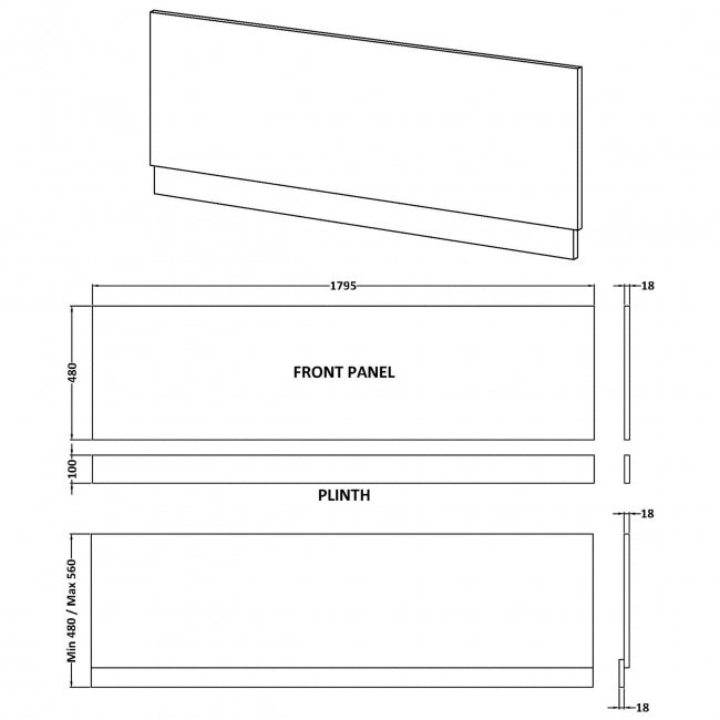 1800mm Bath Front Panel