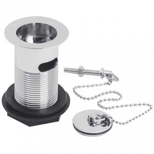 Crawford Basin Waste with Brass Plug and Ball Chain Chrome - Slotted