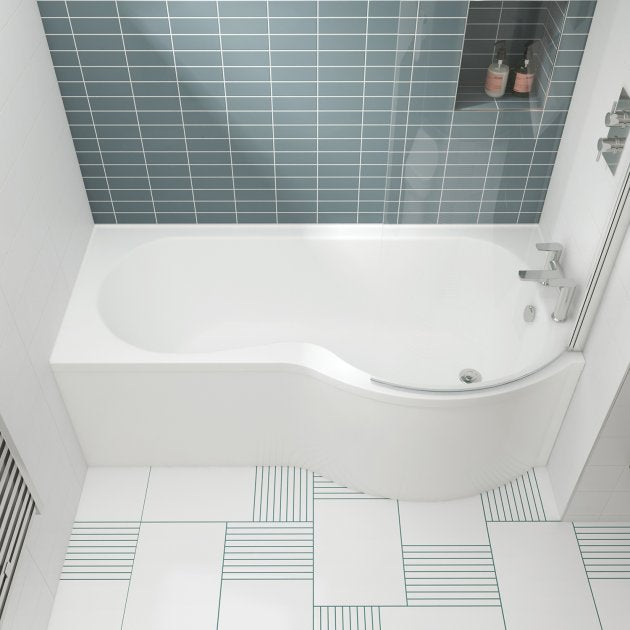 Crawford P-Shaped Shower Bath 1500mm x 700mm/850mm - Right Handed (inc Leg Set)