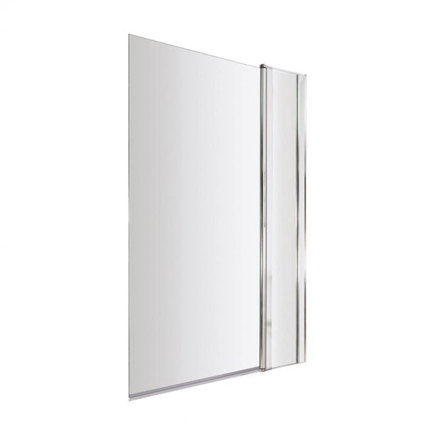 Crawford Pacific Square Hinged Bath Screen with Fixed Panel 1435mm H x 1005mm W - 6mm Glass