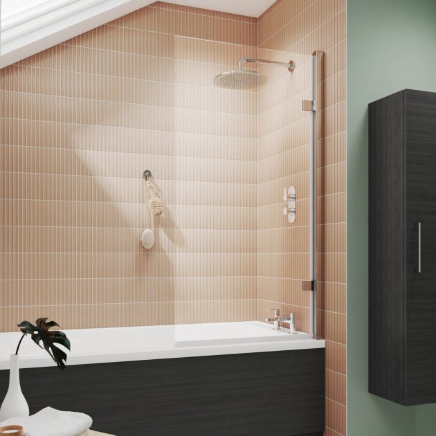 Square Hinged Bath Screen - 8mm