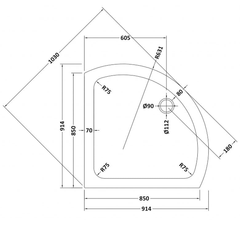 D Shaped Shower Tray