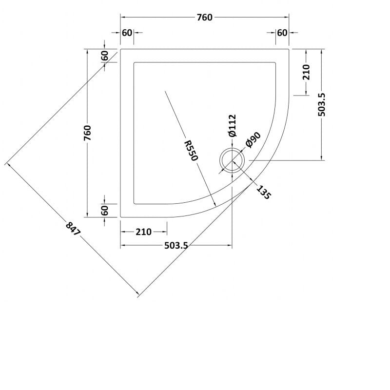 Quadrant Shower Tray 760 x 760mm