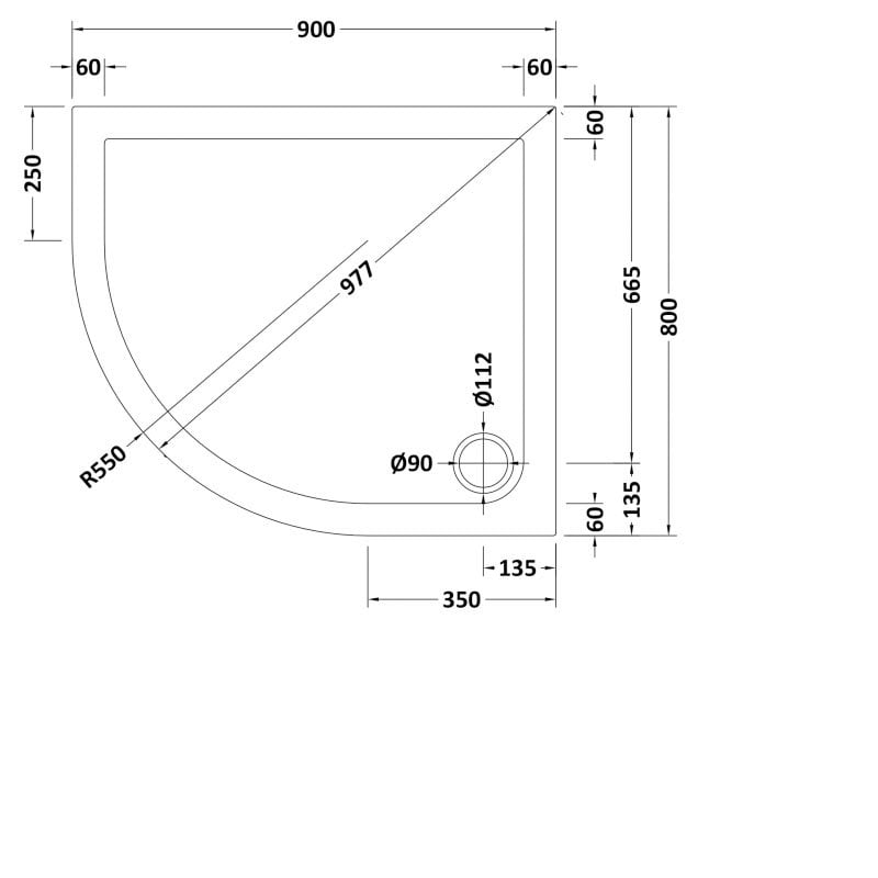 Offset Quad Shower Tray LH 900 x 800mm