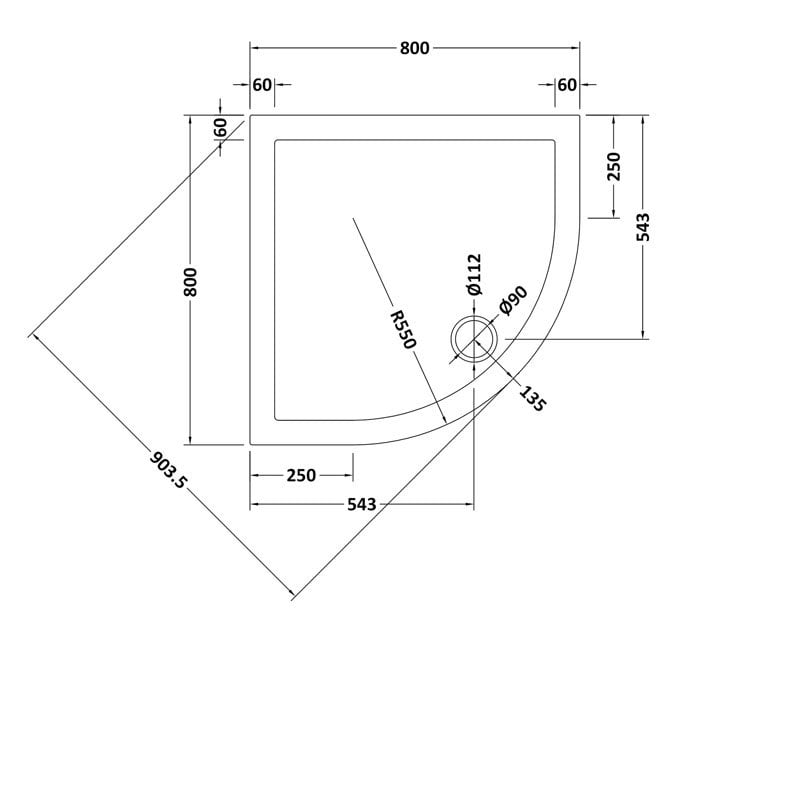 Quad Shower Tray 800 x 800mm