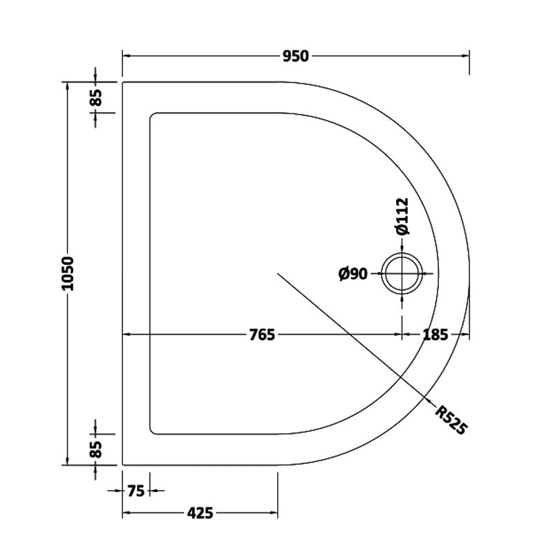 D Shaped Shower Tray