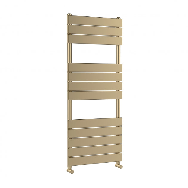 Crawford Piazza Flat Panel Heated Towel Rail 1213mm H x 500mm W - Brushed Brass