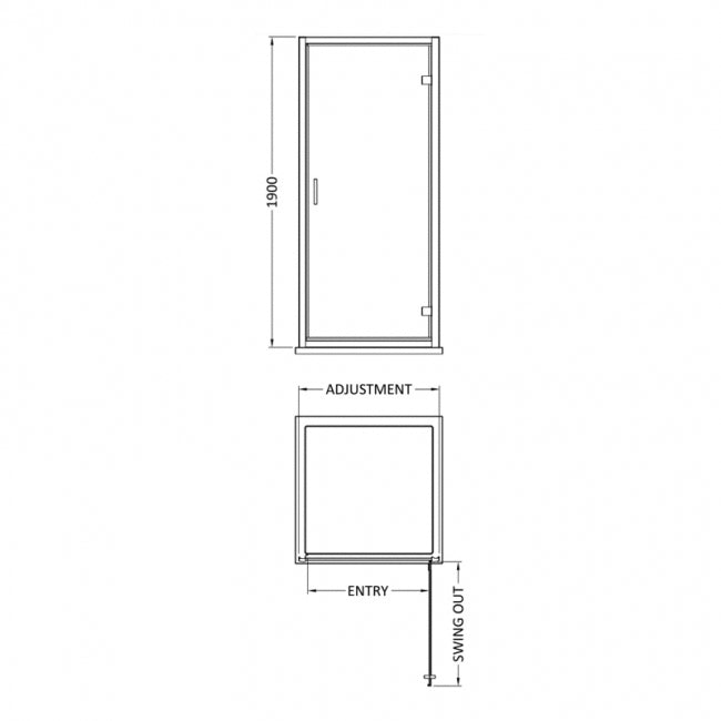 1900 x 800mm Hinged Shower Door