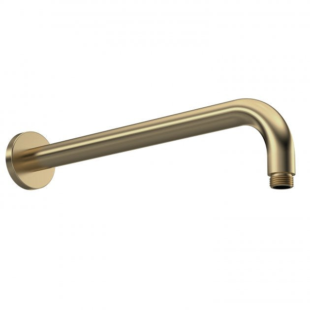 Crawford Arvan Round Wall Mounted Shower Arm 335mm Length - Brushed Brass