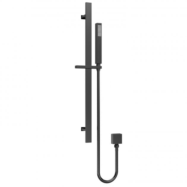 Crawford Windon Square Slider Rail Shower Kit with Outlet Elbow - Matt Black