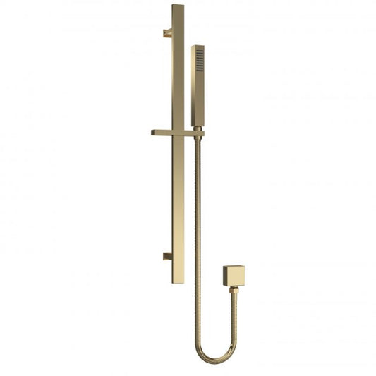 Crawford Windon Square Slider Rail Shower Kit with Outlet Elbow - Brushed Brass