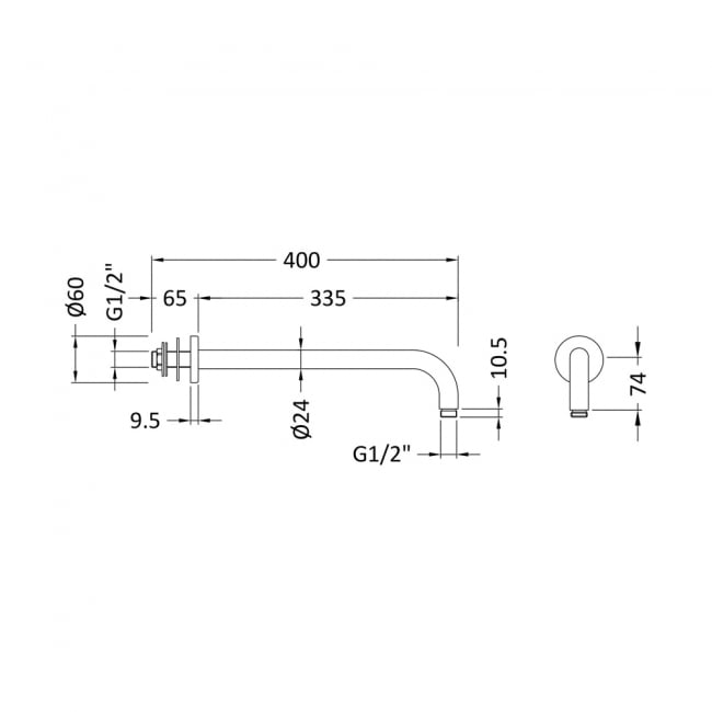 Crawford Round Wall Mounted Shower Arm 335mm Length - Brushed Bronze