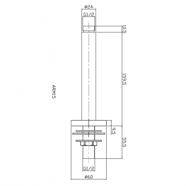 Crawford Round Ceiling-Mounted Shower Arm 160mm Length - Brushed Bronze