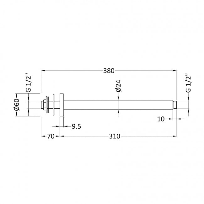 Crawford Round Ceiling Mounted Shower Arm 300mm Length - Brushed Bronze