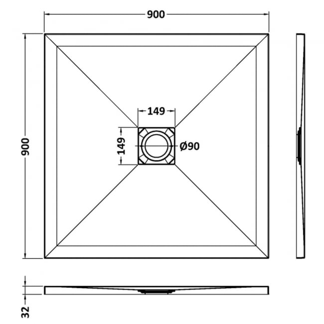 Square Shower Tray 900 x 900mm