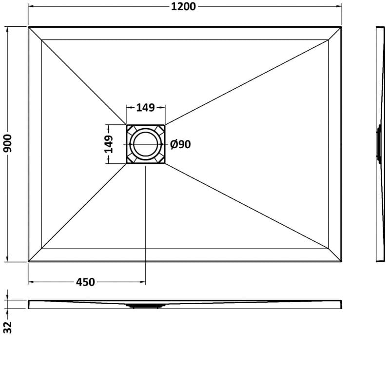 Rectangular Shower Tray 1200 x 900mm