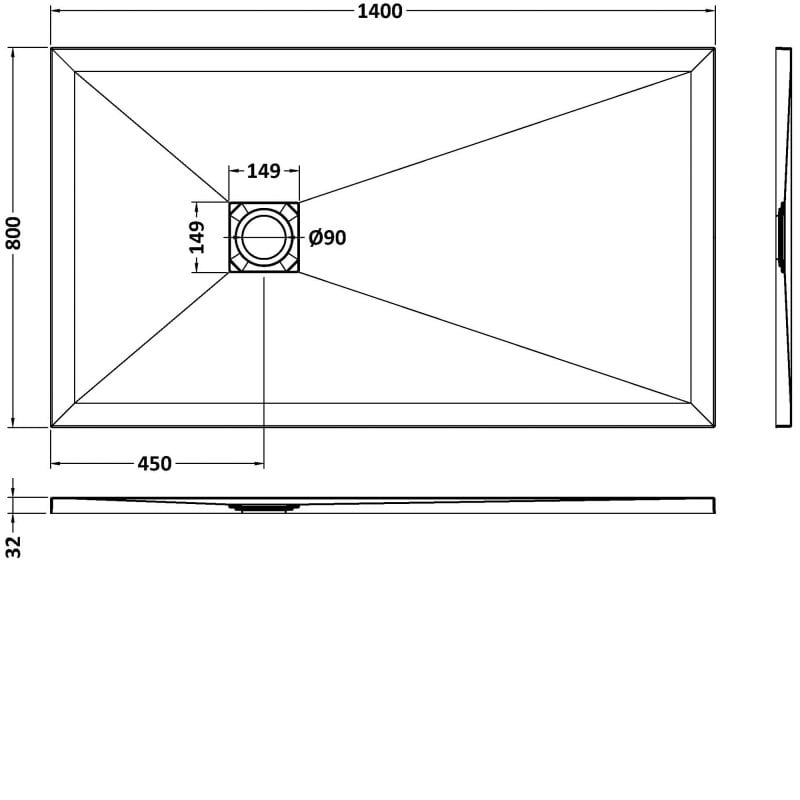 Rectangular Shower Tray 1400 x 800mm