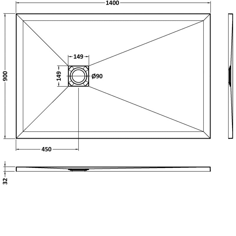 Rectangular Shower Tray 1400 x 900mm