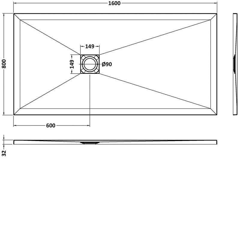 Rectangular Shower Tray 1600 x 800mm