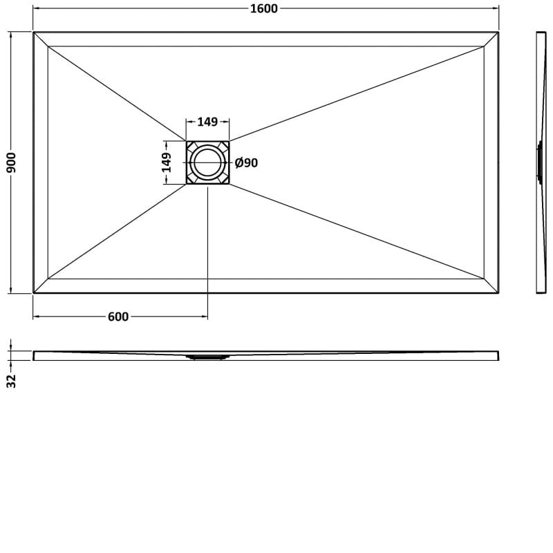 Rectangular Shower Tray 1600 x 900mm