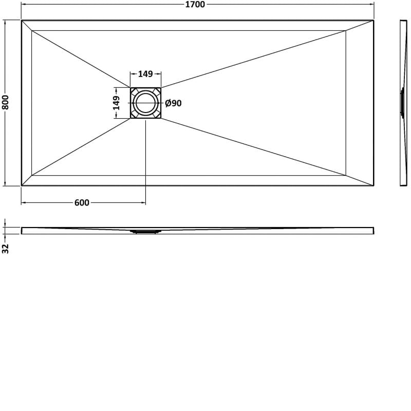 Rectangular Shower Tray 1700 x 800mm