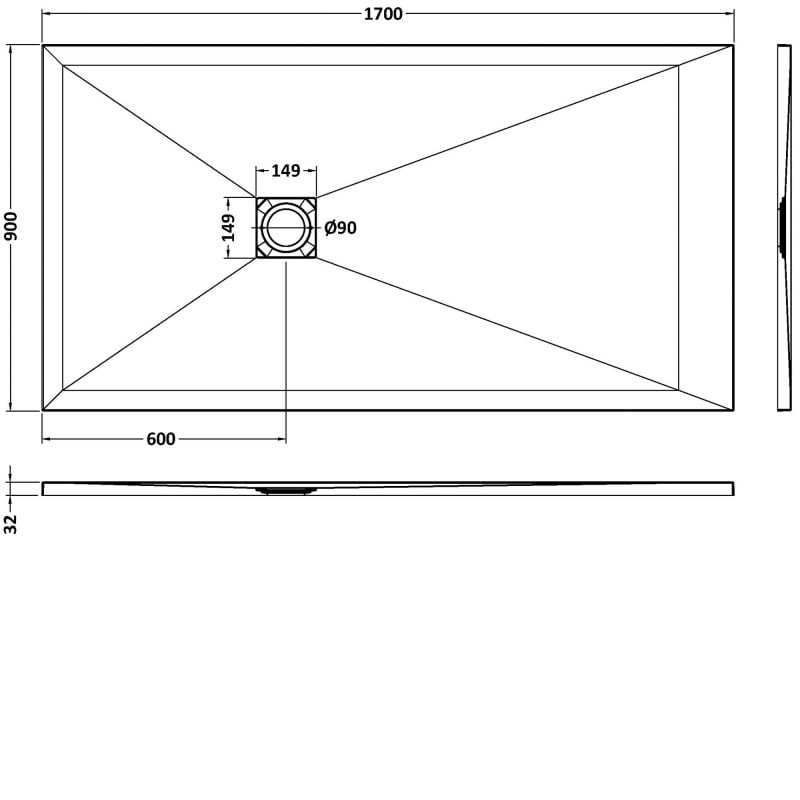 Rectangular Shower Tray 1700 x 900mm