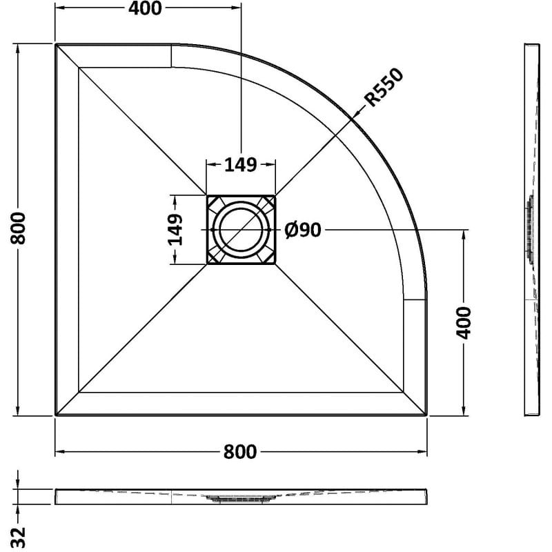 Quad Shower Tray 800 x 800mm