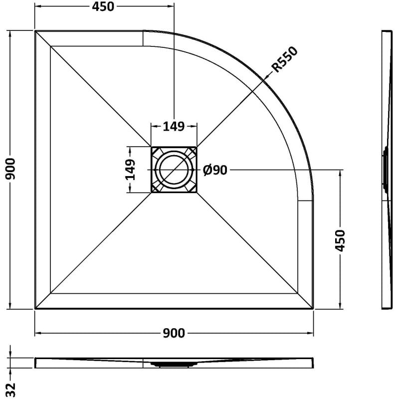 Quad Shower Tray 900 x 900mm