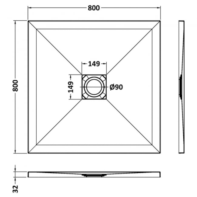 Square Shower Tray 800 x 800mm