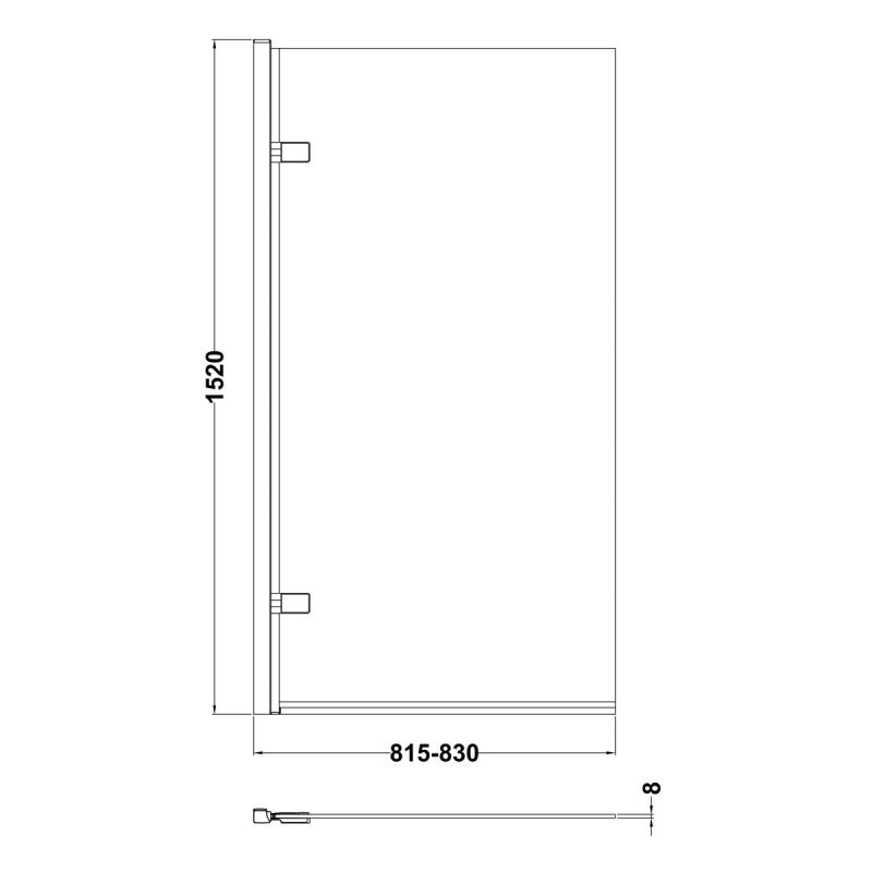 Square Hinged Bath Screen