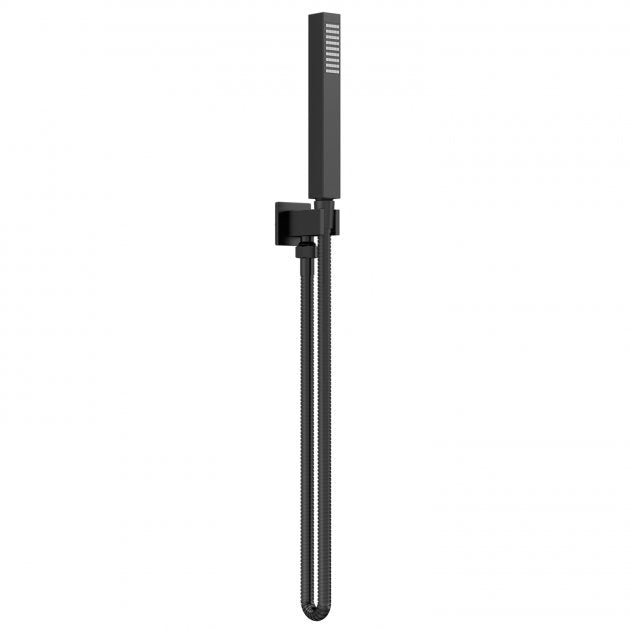 Crawford Windon Square Pencil Shower Handset with Hose and Bracket - Matt Black