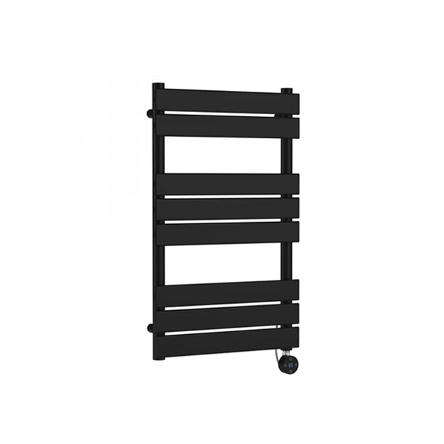 Crawford Flat Panel Electric Towel Rail 840mm H x 500mm W - Matt Black