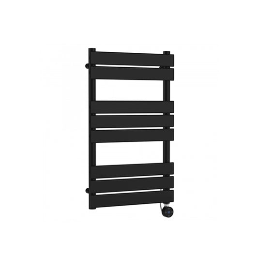 Crawford Flat Panel Electric Towel Rail 840mm H x 500mm W - Matt Black