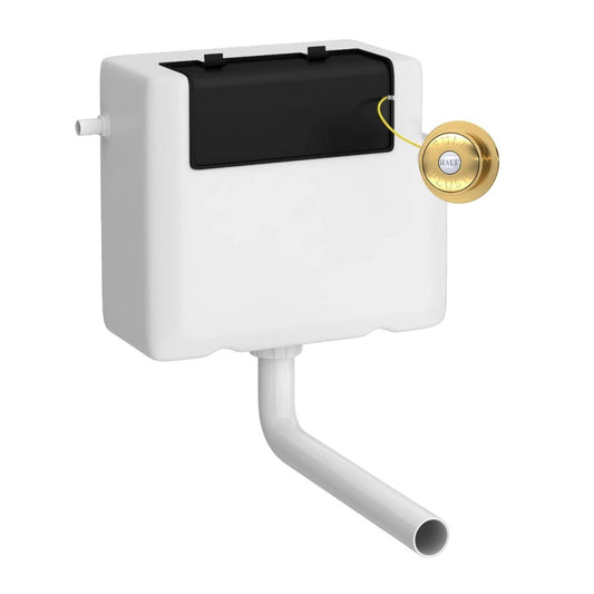 Crawford Universal Access Concealed Toilet Cistern with Traditional Brushed Brass Flush Plate