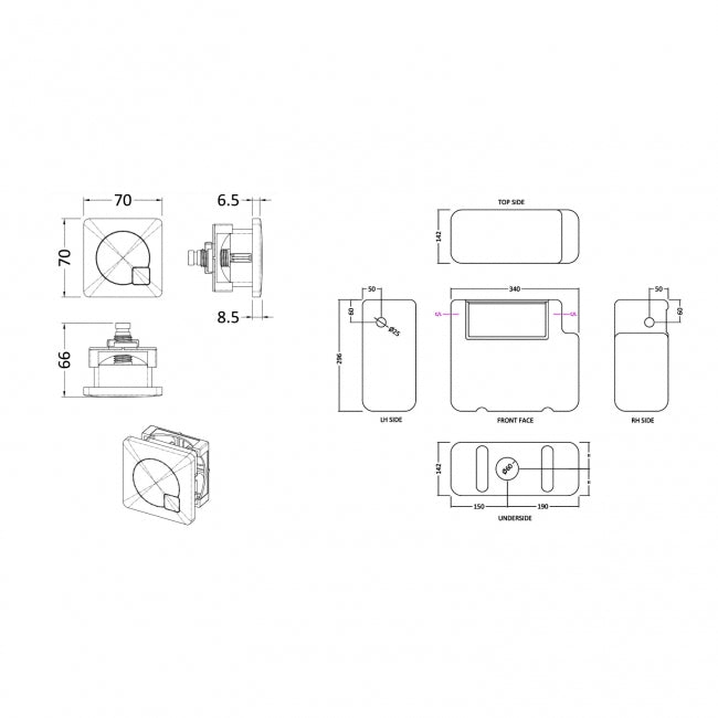 Universal Access Cistern & Chrome Square Flush Plate