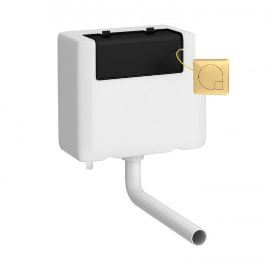 Crawford Universal Access Concealed Toilet Cistern with Square Brushed Brass Flush Plate