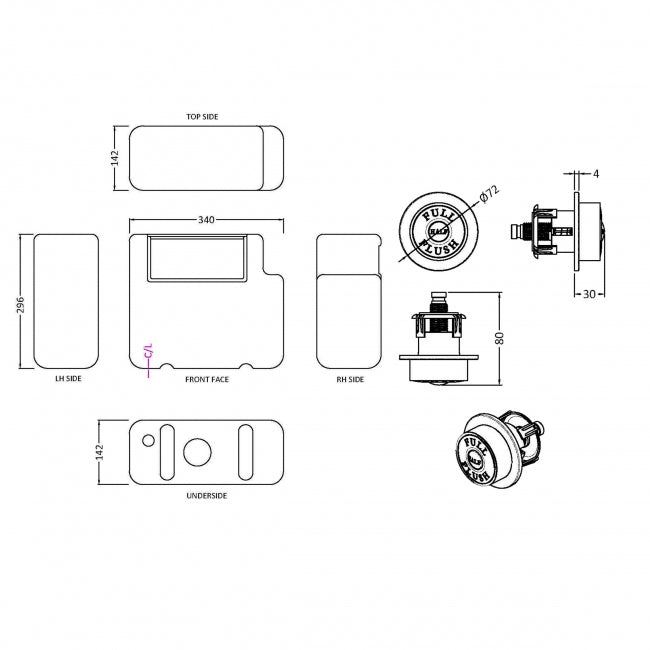 Crawford Universal Access Concealed Toilet Cistern with Traditional Chrome Flush Plate