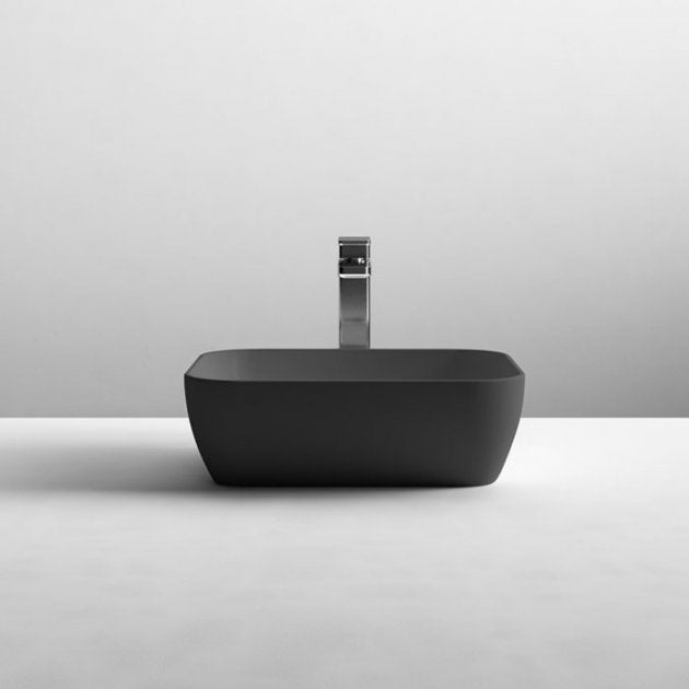 Crawford Vessel Square Sit-On Countertop Basin 455mm Wide - Matt Black