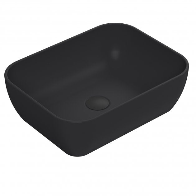 Crawford Vessel Square Sit-On Countertop Basin 455mm Wide - Matt Black