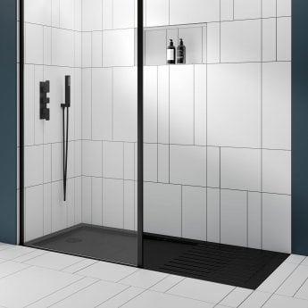 Crawford Slate Rectangular Walk-In Shower Tray 1600mm x 800mm - Grey