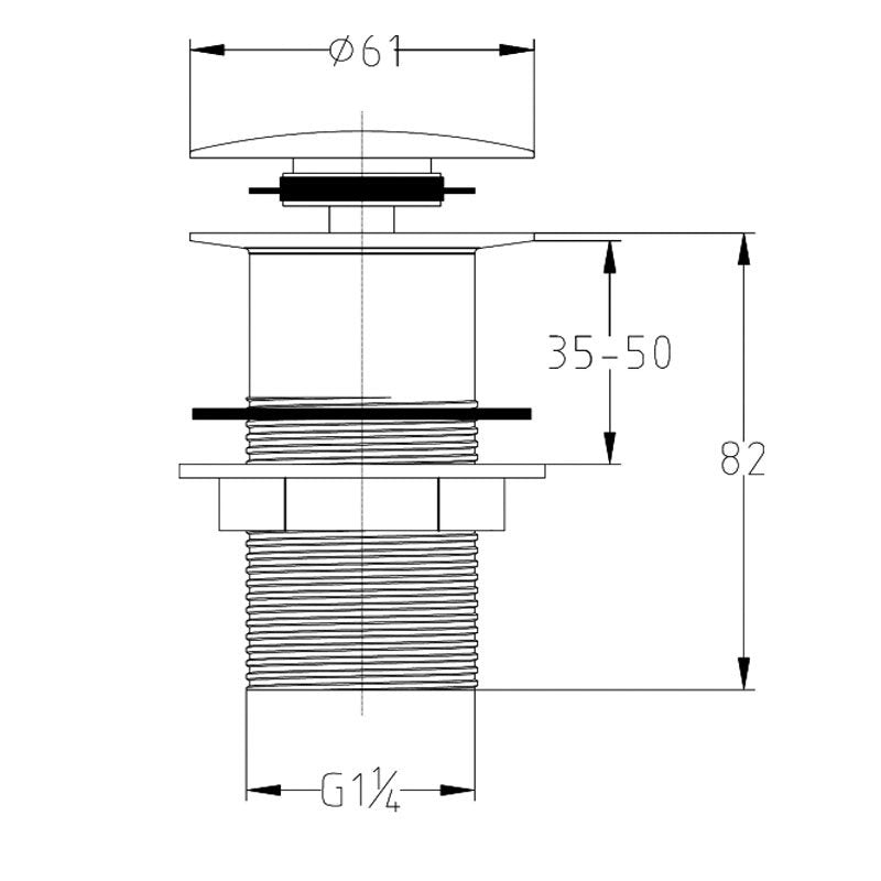 Crawford Press Top Basin Waste Chrome - Slotted