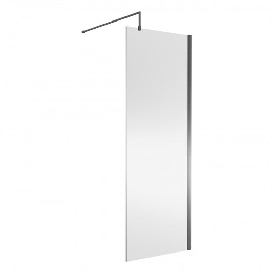 Wetroom Screen 760x1850x8mm - Brushed Pewter