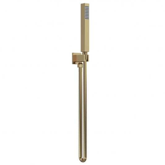 Crawford Windon Square Pencil Shower Handset with Hose and Bracket - Brushed Brass