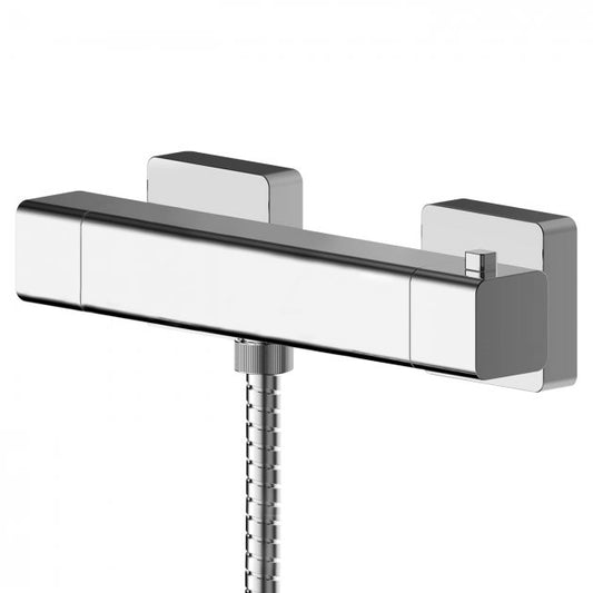 Crawford Windon Square Thermostatic Bar Shower Valve Bottom Outlet - Chrome