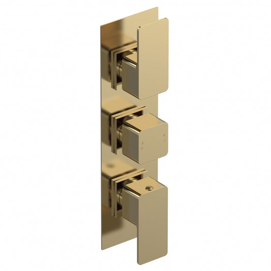 Crawford Windon Thermostatic Concealed Shower Valve Triple Handle - Brushed Brass