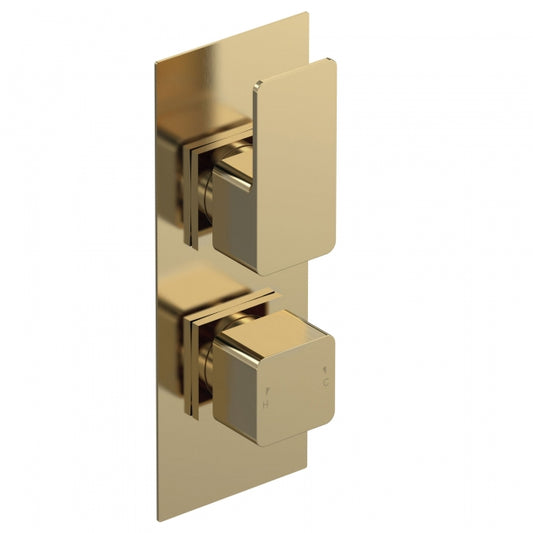 Crawford Windon Thermostatic Concealed Shower Valve with Diverter Dual Handle - Brushed Brass